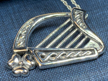 Load image into Gallery viewer, Oisin Shamrock Harp Necklace
