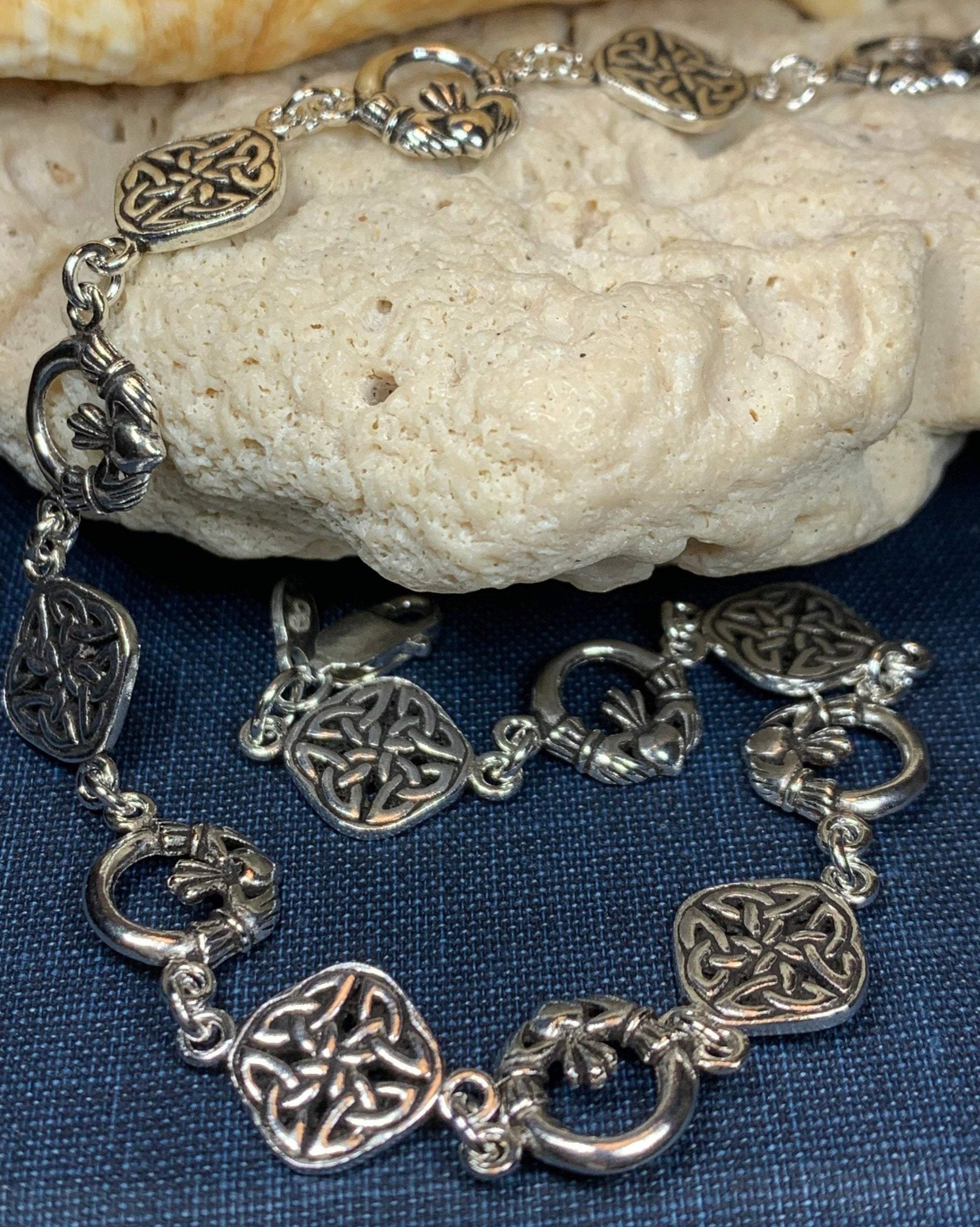 Kira Irish Claddagh Celtic Knot Bracelet in Sterling Silver — view 3