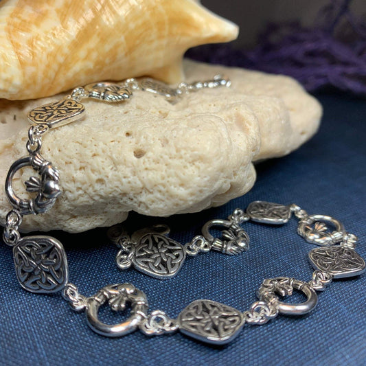 Kira Irish Claddagh Celtic Knot Bracelet in Sterling Silver