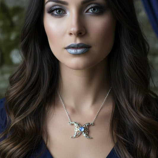 Morgana Celtic Moon Necklace in Sterling Silver — view 8