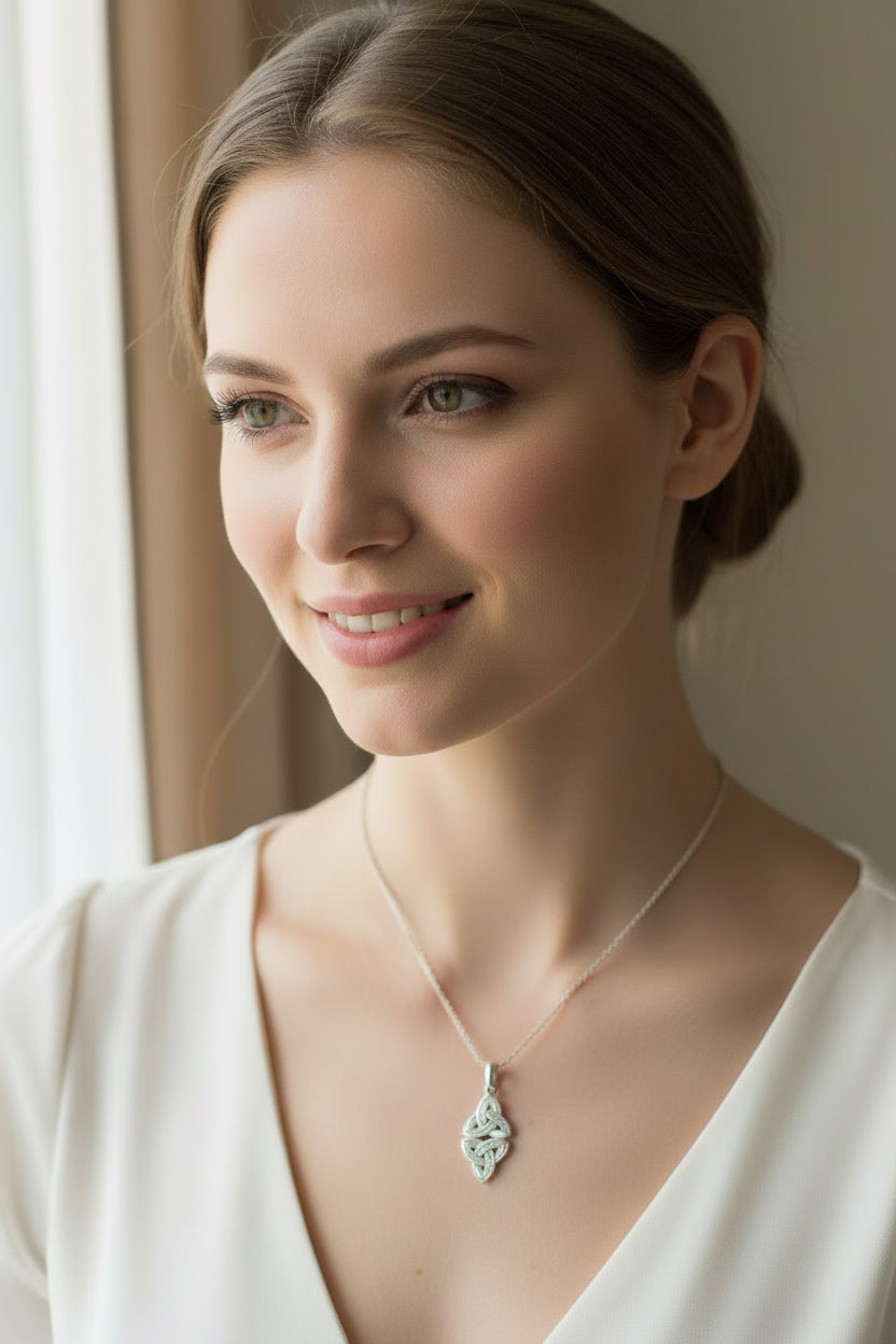 Ethne Celtic Trinity Knot Necklace in Sterling Silver