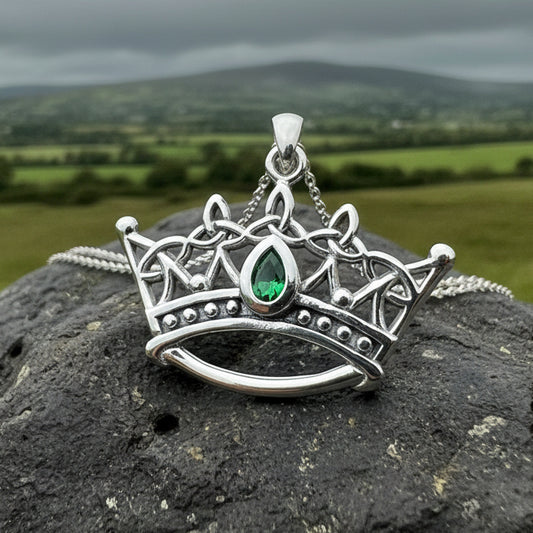 Celtic Irish Princess Crown Necklace in Sterling Silver