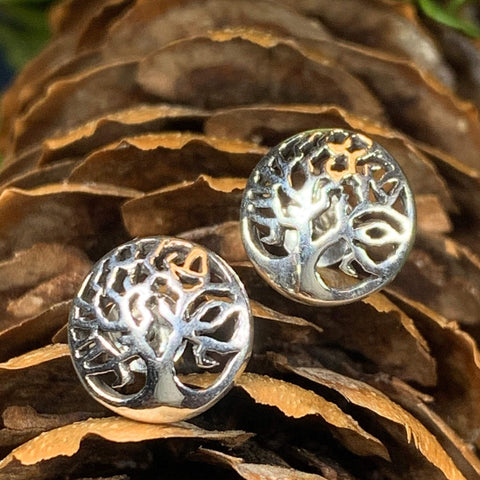 Load image into Gallery viewer, Celtic Tree of Life Stud Earrings in Sterling Silver
