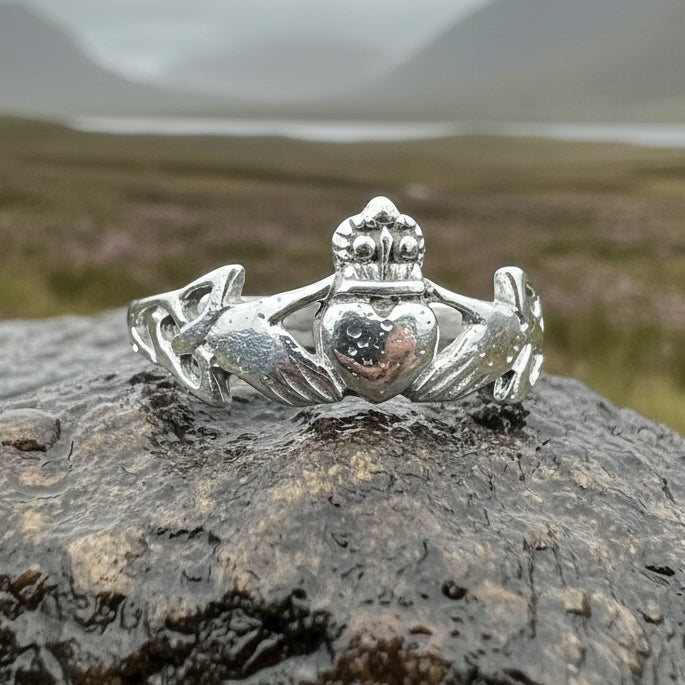 Finnea Irish Claddagh Ring in Sterling Silver — view 6
