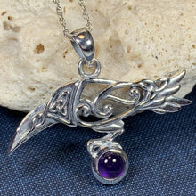 Load image into Gallery viewer, Celtic Raven Necklace, Wiccan Jewelry, Crow Pendant, Irish Jewelry, Bird Jewelry, Pagan Jewelry, Viking Jewelry, Poe Jewelry, Gothic Jewelry
