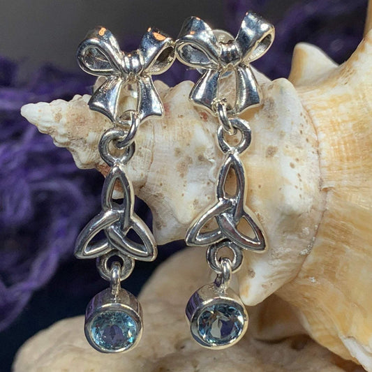Joy Celtic Trinity Knot Earrings in Sterling Silver — view 8