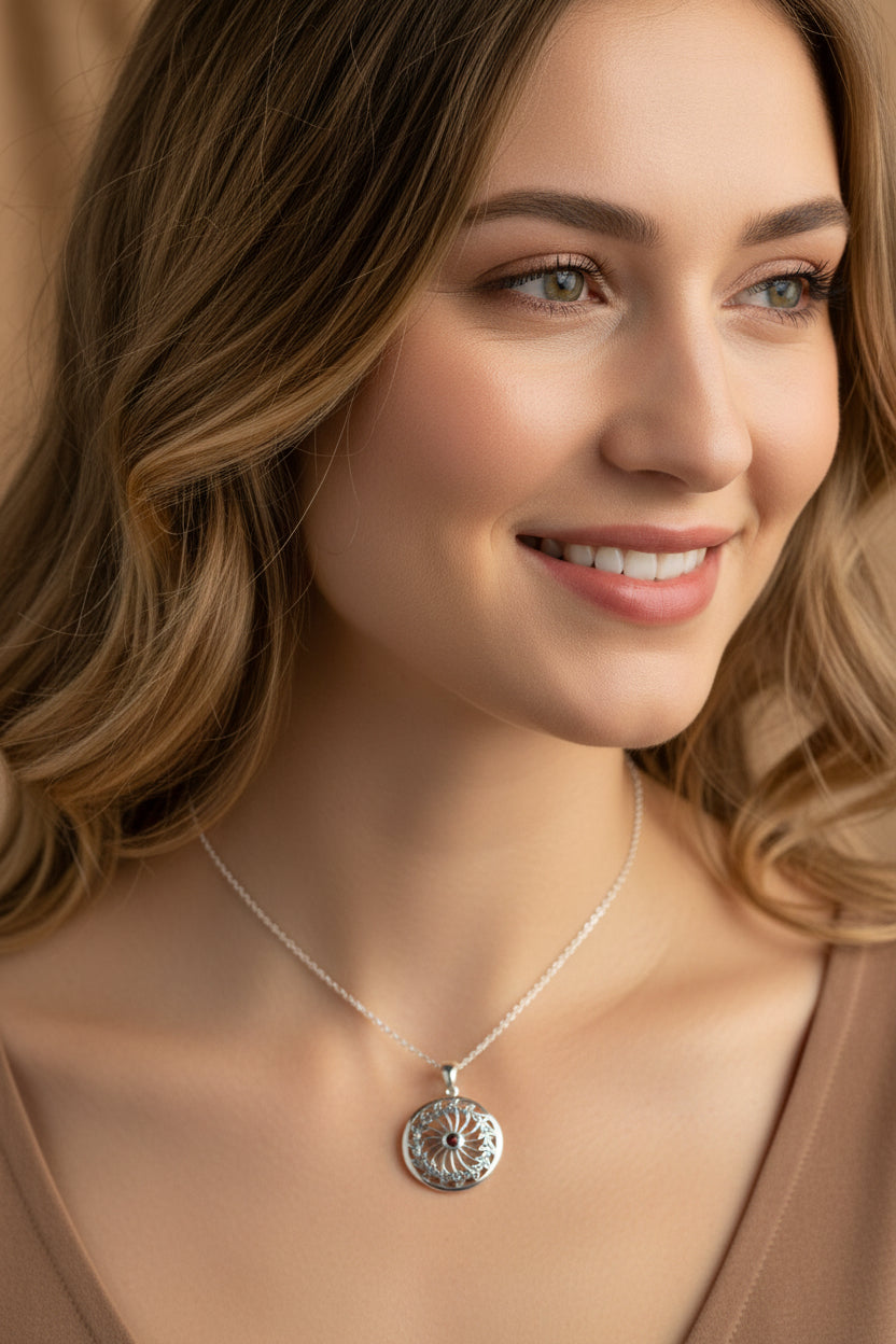 Wheel of Life Celtic Trinity Knot Necklace — view 8