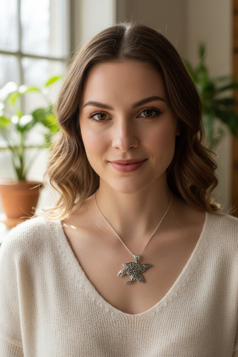 Load image into Gallery viewer, Raven Necklace, Wiccan Jewelry, Crow Pendant, Black Bird Pendant, Bird Jewelry, Pagan Jewelry, Nature Lover, Poe Jewelry, Gothic Jewelry
