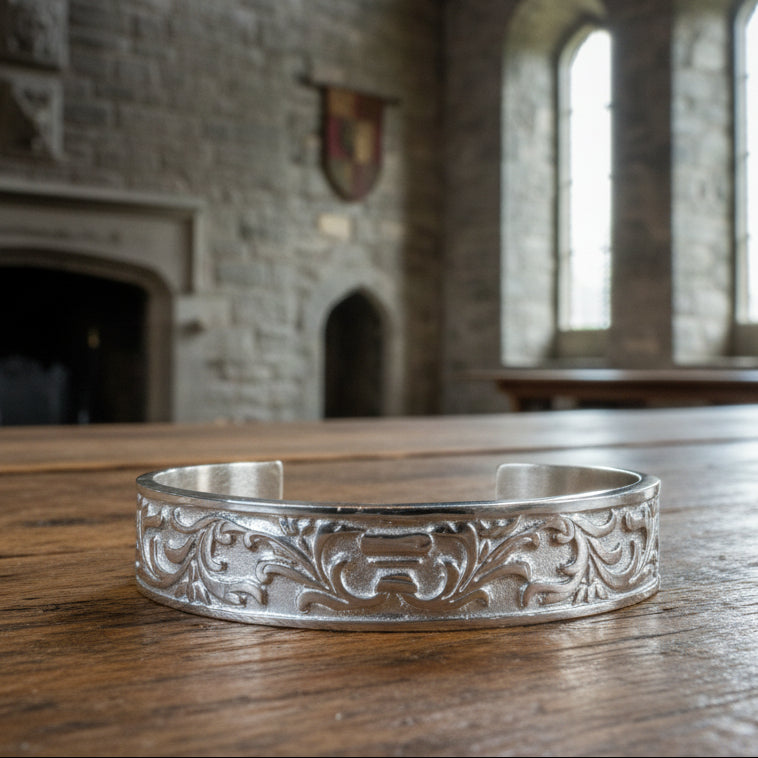 Baroque Pewter Cuff Bracelet - Handmade in Scotland — view 9