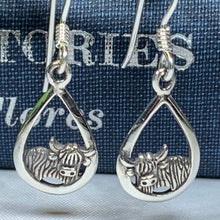Load image into Gallery viewer, Highland Cow Earrings, Scotland Jewelry, Hairy Coo Gift, Animal Jewelry, Thistle Jewelry, Anniversary Gift, Scottish Gifts, Nature Jewelry
