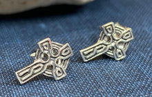 Load image into Gallery viewer, Celtic Cross Stud Earrings, Irish Jewelry, Celtic Jewelry, Anniversary Gift, Trinity Knot Jewelry, Cross Jewelry, Spiritual Jewelry
