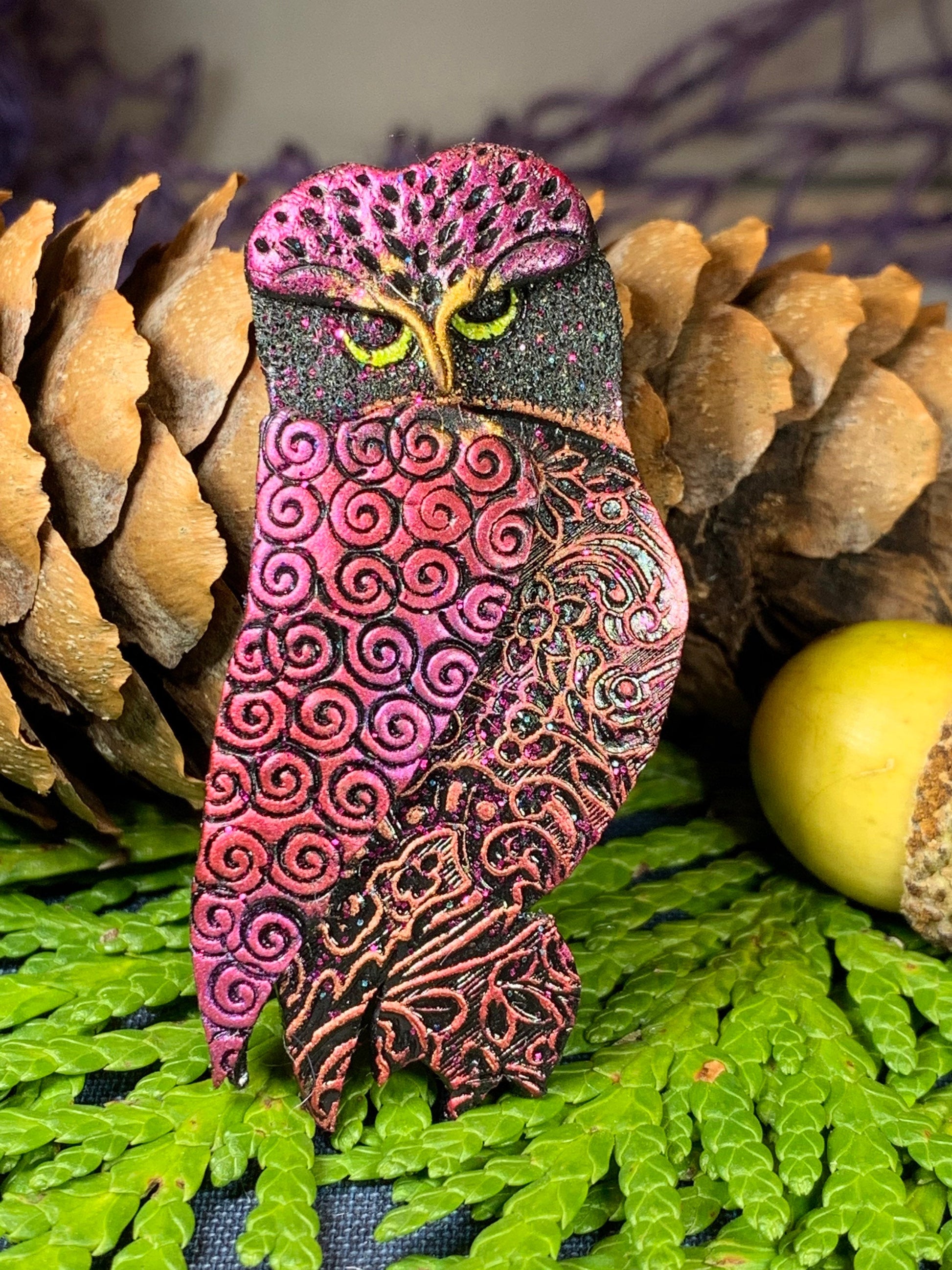 Magical Owl Brooch - Handmade in Scotland — view 9