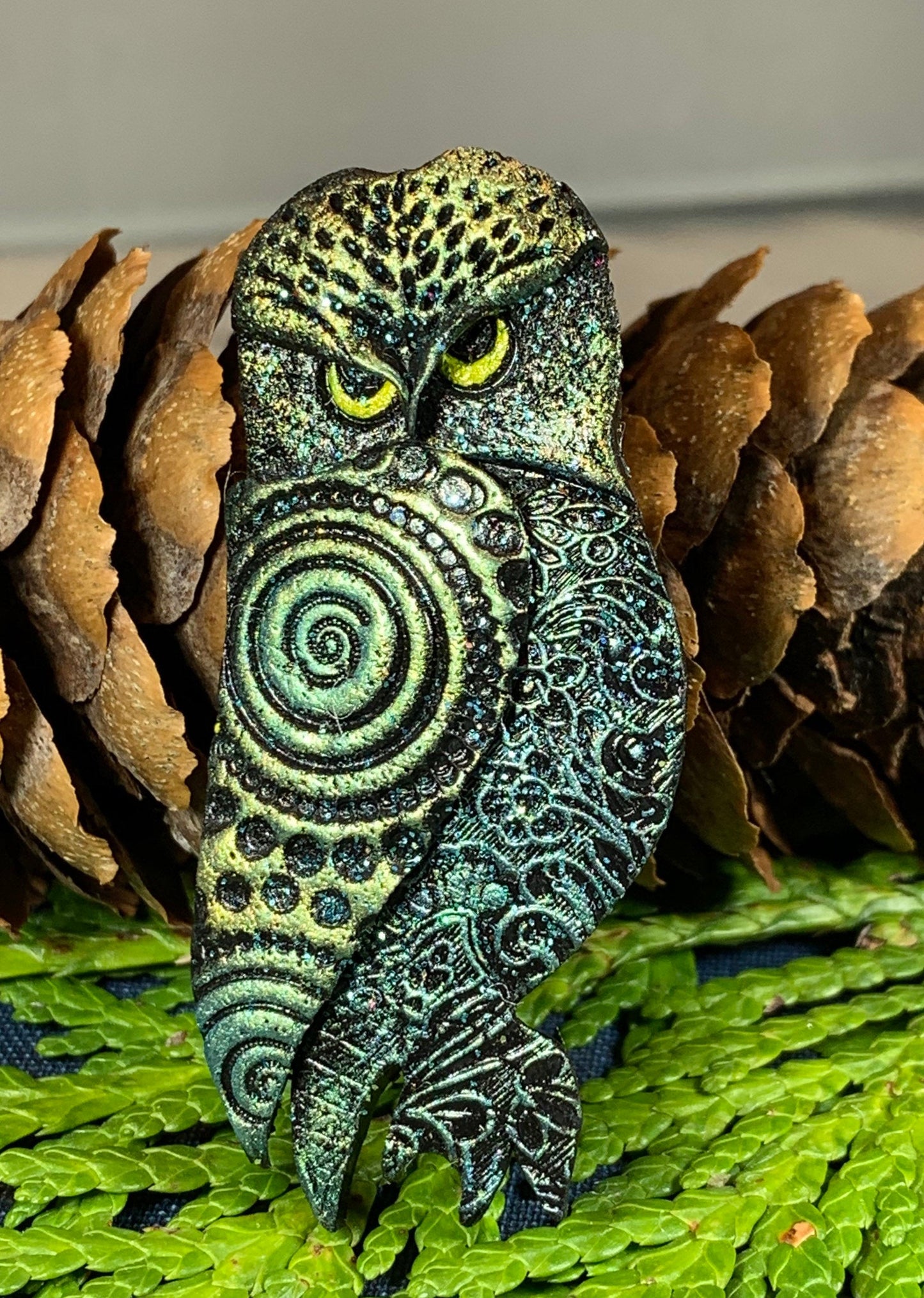 Magical Owl Brooch - Handmade in Scotland — view 7