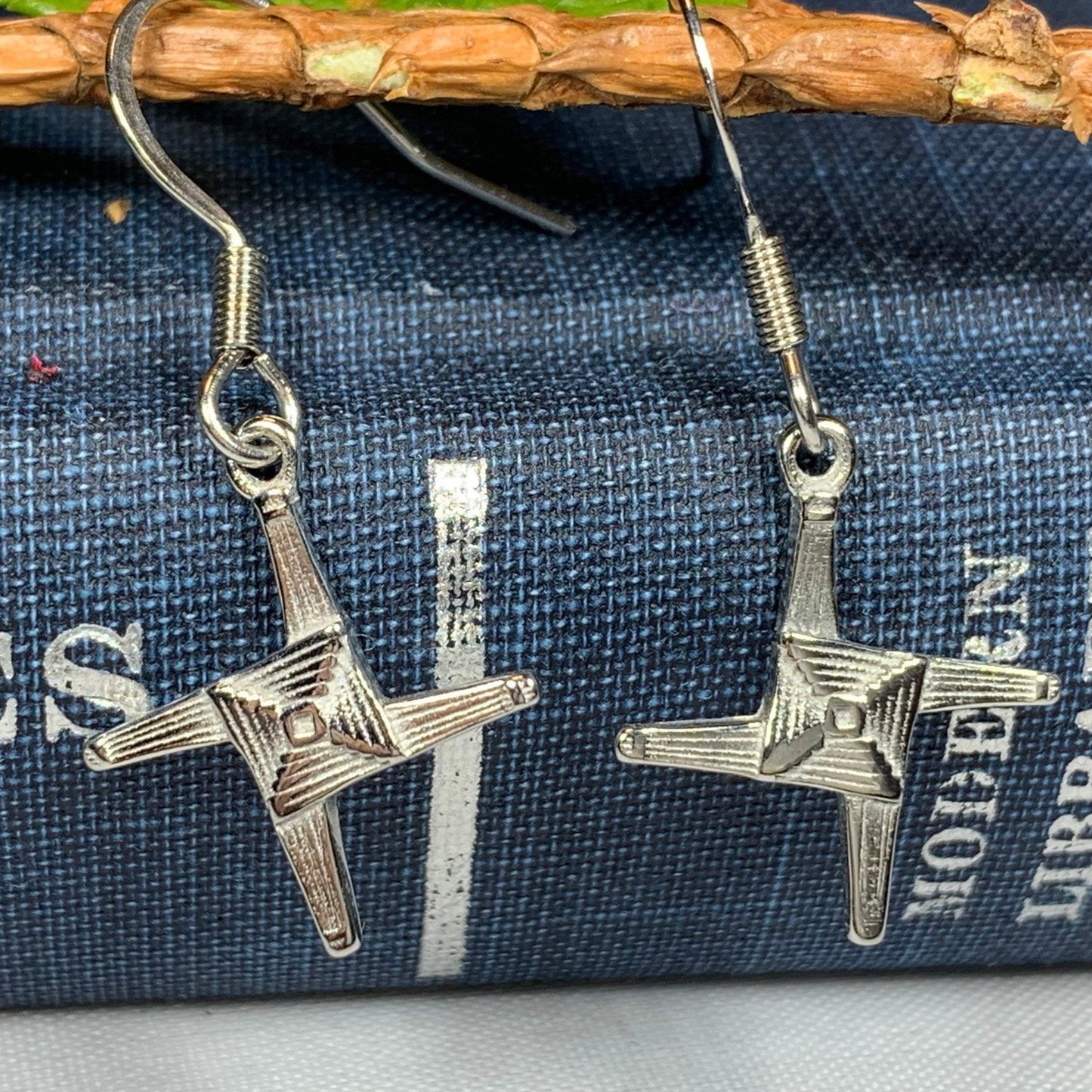 Pewter Saint Brigid's Cross Earrings — view 5