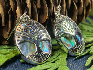 Tree of Life Earrings, Celtic Jewelry, Irish Jewelry, Norse Jewelry, Ireland Gift, Tree Jewelry, Abalone Shell Jewelry, Scotland Jewelry