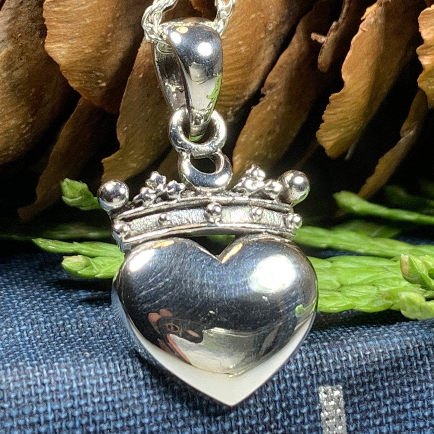 Traditional Irish Claddagh necklace symbolizing love, loyalty and friendship. Sterling silver Irish jewelry Celtic Crystal Designs