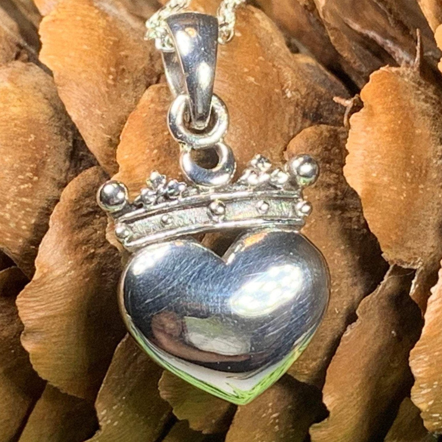 Traditional Irish Claddagh necklace symbolizing love, loyalty and friendship. Sterling silver Irish jewelry Celtic Crystal Designs
