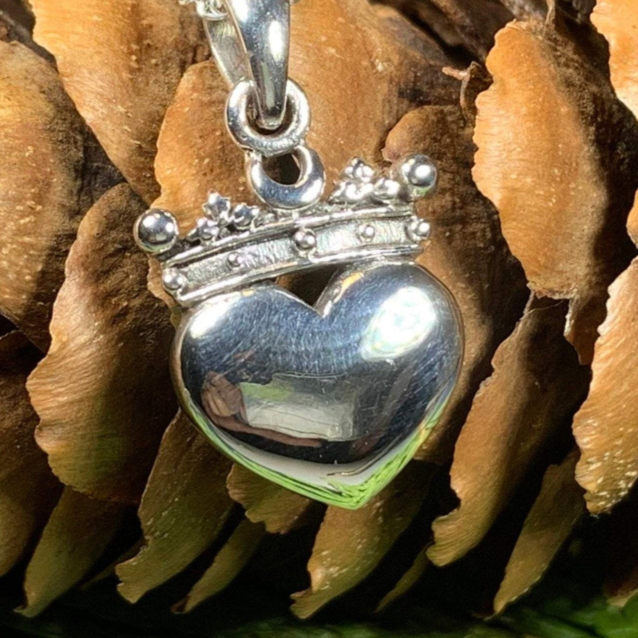 Traditional Irish Claddagh necklace symbolizing love, loyalty and friendship. Sterling silver Irish jewelry Celtic Crystal Designs