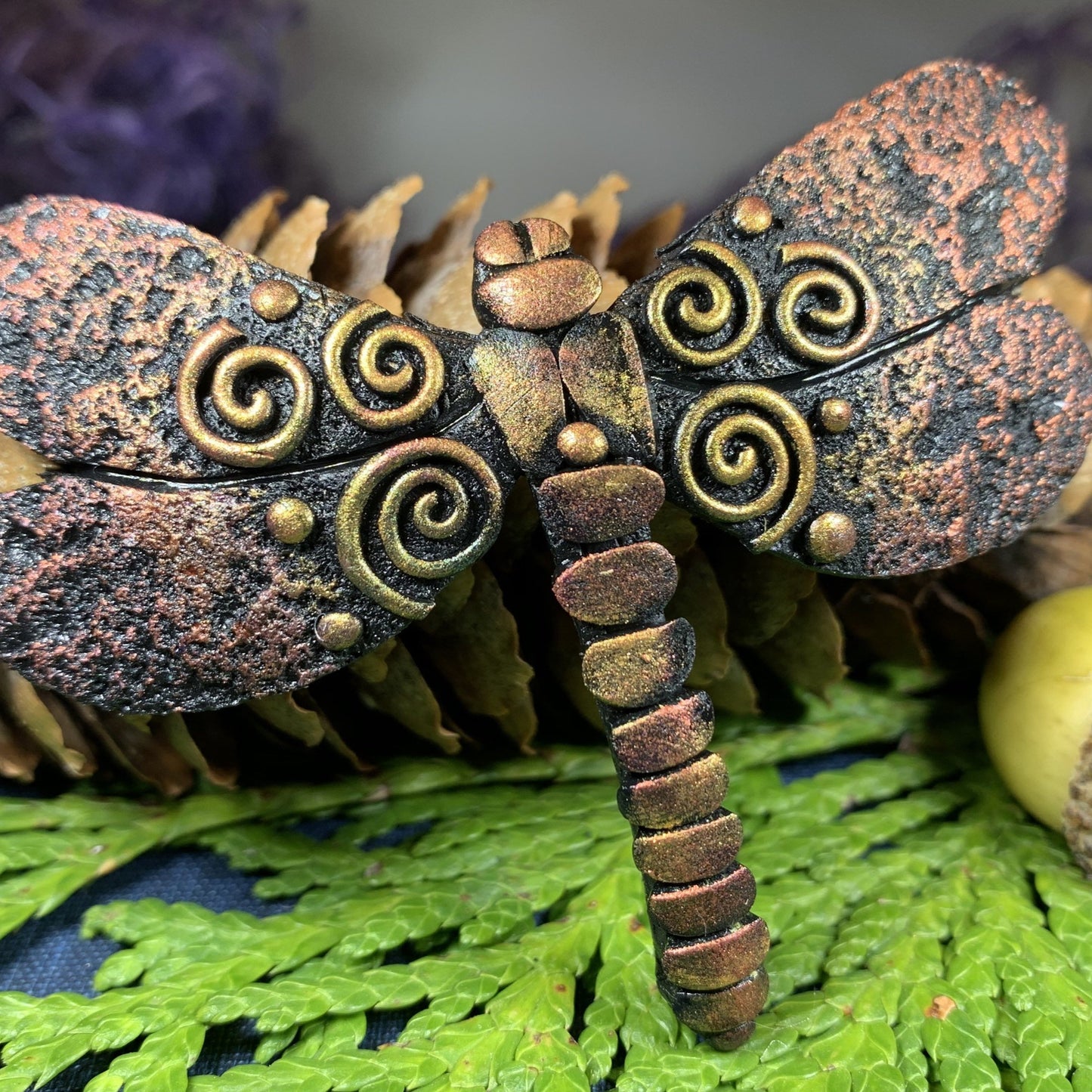 Mystical Forest Dragonfly Brooch - Handmade in Scotland