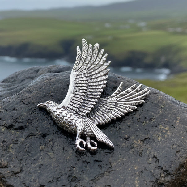 Eagle in Flight Necklace in Sterling Silver