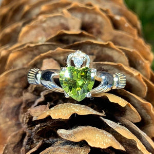 Peridot Green Claddagh Ring