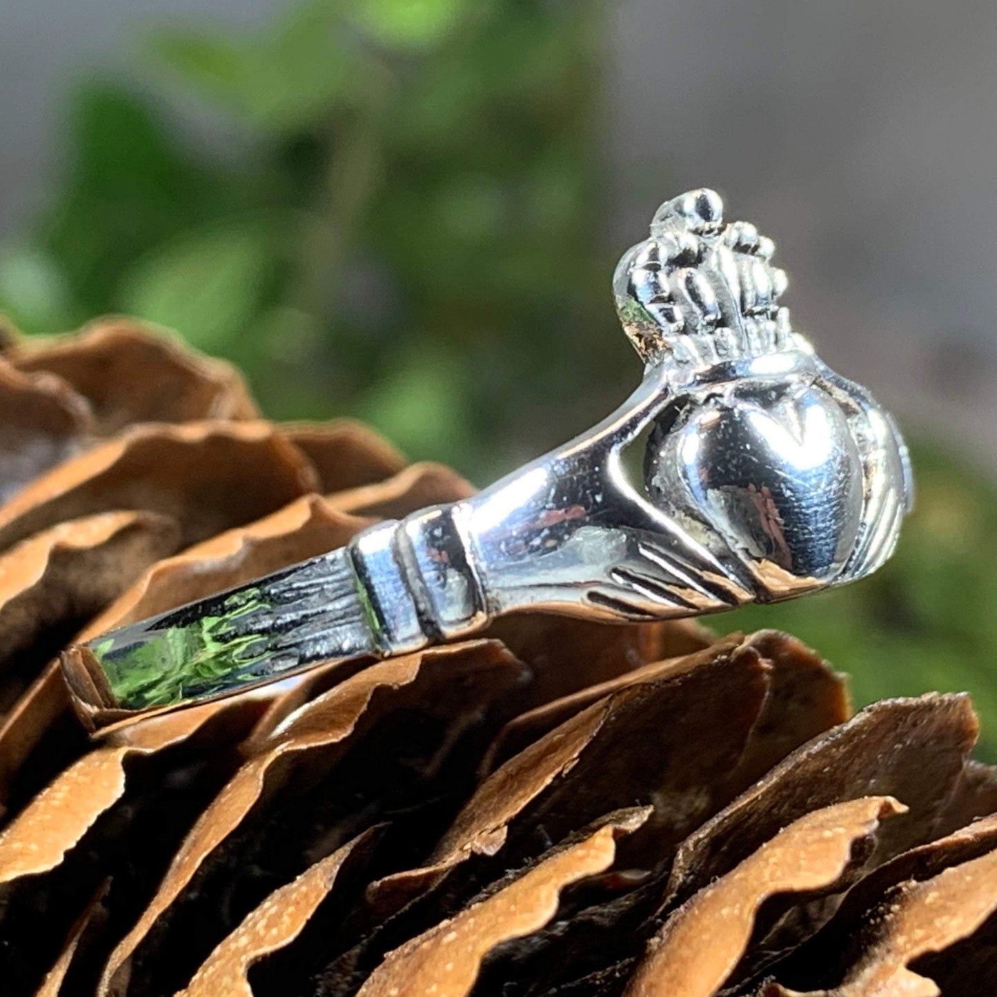 Traditional Irish Claddagh ring symbolizing love, loyalty and friendship. Sterling silver Irish jewelry Celtic Crystal Designs