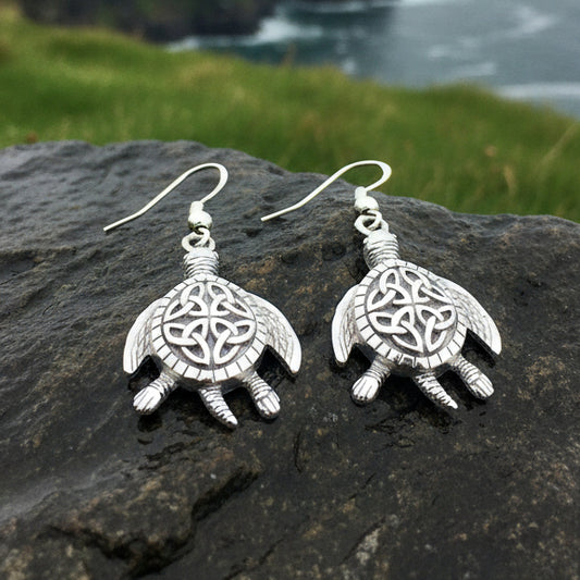 Celtic Turtle Earrings, Celtic Jewelry, Turtle Jewelry, Trinity Knot Jewelry, Animal Jewelry, Irish Jewelry, Ireland Gift, Anniversary Gift