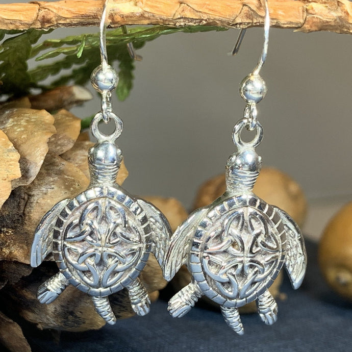 Celtic Turtle Earrings, Celtic Jewelry, Turtle Jewelry, Trinity Knot Jewelry, Animal Jewelry, Irish Jewelry, Ireland Gift, Anniversary Gift