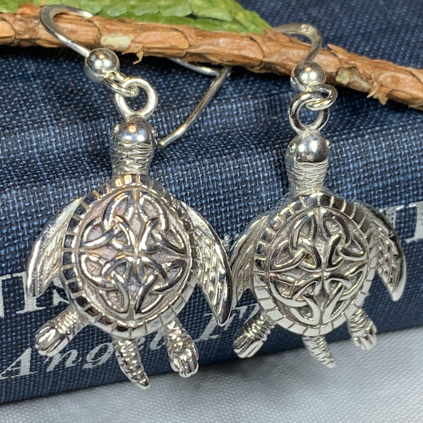 Celtic Turtle Earrings in Sterling Silver — view 6