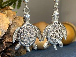 Celtic Turtle Earrings, Celtic Jewelry, Turtle Jewelry, Trinity Knot Jewelry, Animal Jewelry, Irish Jewelry, Ireland Gift, Anniversary Gift