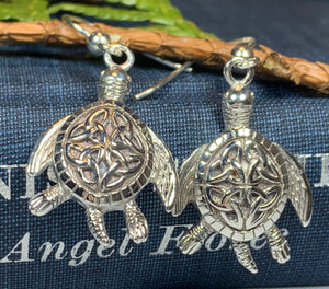 Celtic Turtle Earrings, Celtic Jewelry, Turtle Jewelry, Trinity Knot Jewelry, Animal Jewelry, Irish Jewelry, Ireland Gift, Anniversary Gift