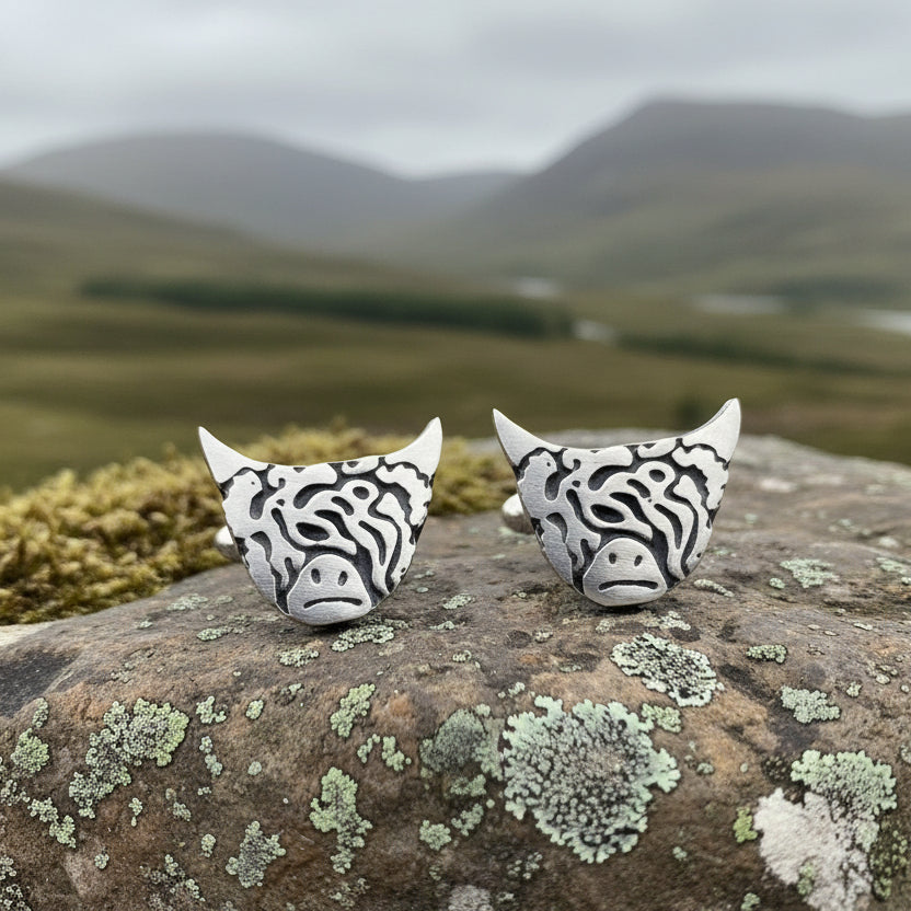 Highland Cow Cuff Links, Celtic Jewelry, Cow Jewelry, Scotland Jewelry, Celtic Jewelry, Groom Gift, Best Man Gift, Anniversary Gift