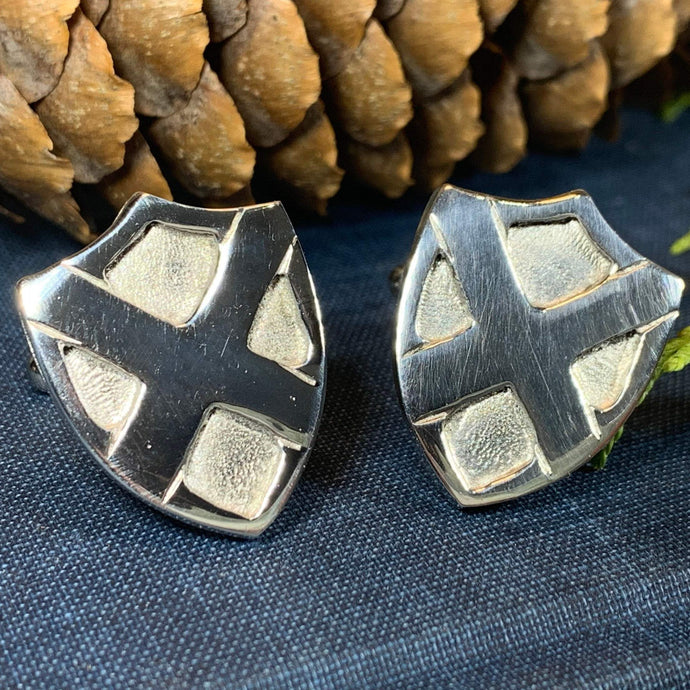 Scotland Flag Cuff Links, Scotland Jewelry, Celtic Jewelry, Saltire Jewelry, Bagpiper Gift, Groom Gift, Boyfriend Gift, Husband Gift