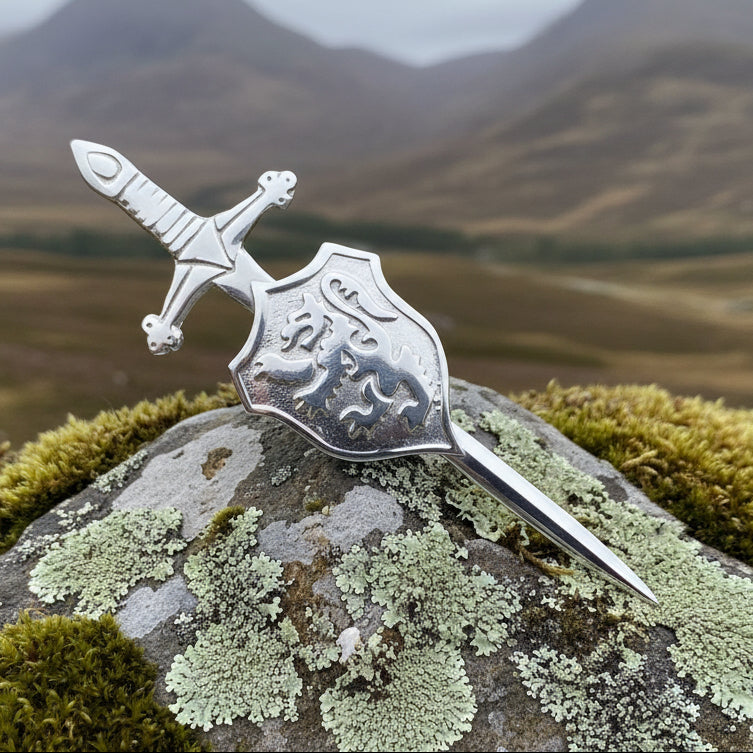 Lion Sword Kilt Pin, Celtic Jewelry, Scotland Jewelry, Groom Gift, Bagpiper Gift, Dad Gift, Gift for Him, Fireman Gift, Police Gift
