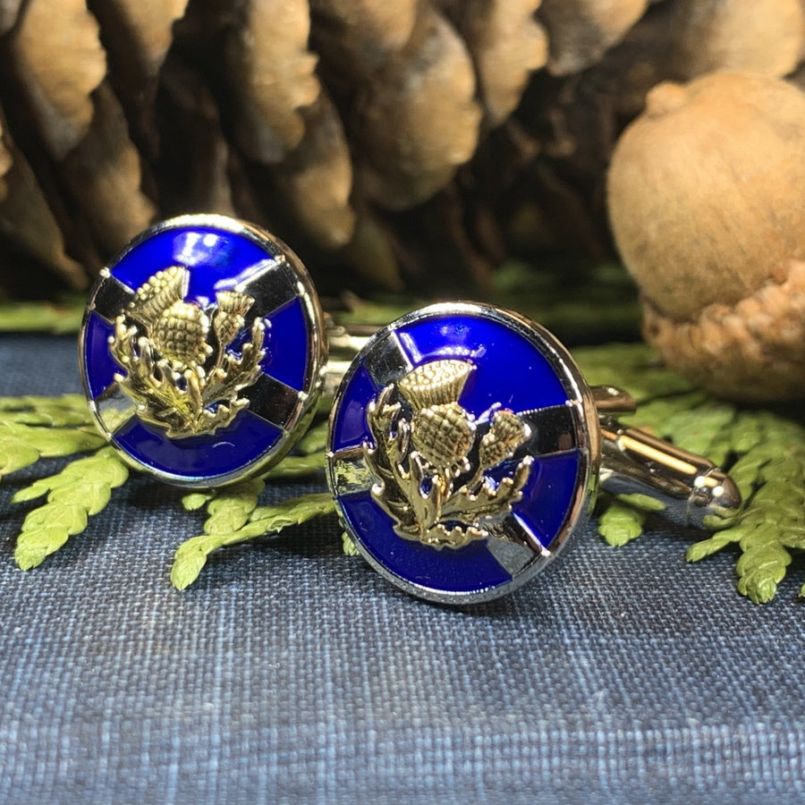 Thistle Cuff Links, Scotland Jewelry, Celtic Jewelry, Dad Gift, Bagpiper Gift, Groom Gift, Best Man Gift, Boyfriend Gift, Saltire Jewelry