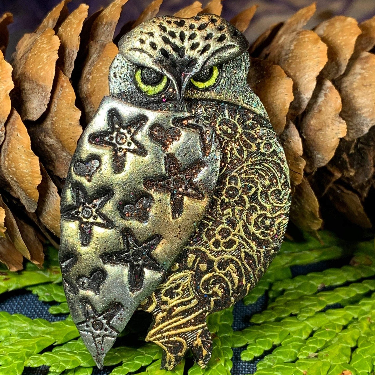 Magical Owl Brooch - Handmade in Scotland — view 8