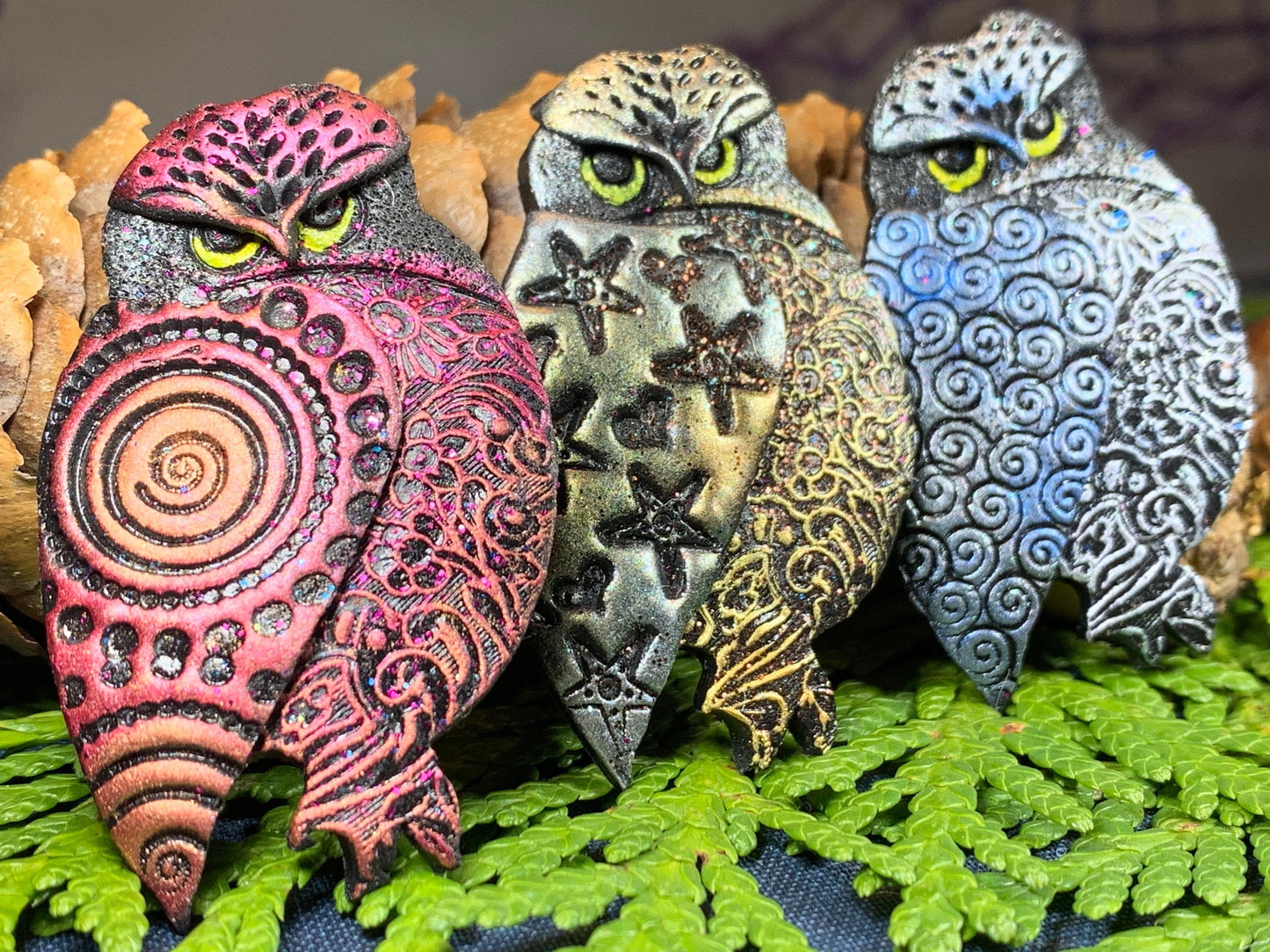 Magical Owl Brooch - Handmade in Scotland — view 4