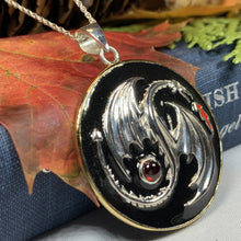 Load image into Gallery viewer, Dragon Necklace, Celtic Jewelry, Ying Yang Jewelry, Dragon Jewelry, Wiccan Jewelry, Celtic Dragon Pendant, Pagan Jewelry, Gothic Jewelry
