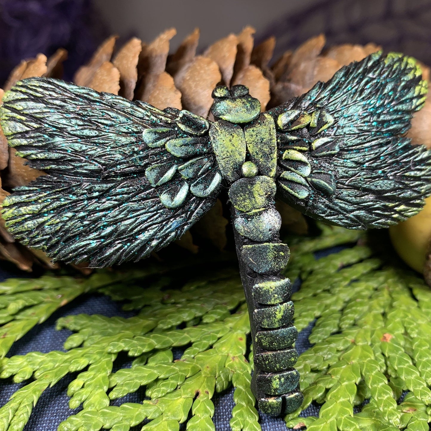 Mystical Forest Dragonfly Brooch - Handmade in Scotland