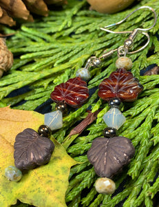 Celtic Autumn Earrings, Leaf Jewelry, Forest Jewelry, Beaded Earrings, Mom Gift, Sister Gift, Friendship Gift, Aunt Gift, Nature Jewelry