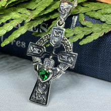 Load image into Gallery viewer, Claddagh Cross Necklace, Irish Cross, Celtic Cross Jewelry, First Communion Gift, Mom Gift, Celtic Cross Necklace, Religious Jewelry
