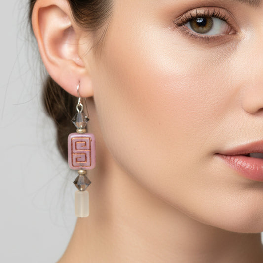 Celtic Blush Earrings, Rose Quartz Jewelry, Celtic Knot Earrings, Mom Gift, Sister Gift, Aunt Gift, Teacher Gift, Wife Gift