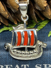 Load image into Gallery viewer, Viking Ship Necklace, Norse Jewelry, Ship Necklace, Viking Ship Jewelry, Scotland Jewelry, Wife Gift, Nautical Jewelry, Pagan Jewelry
