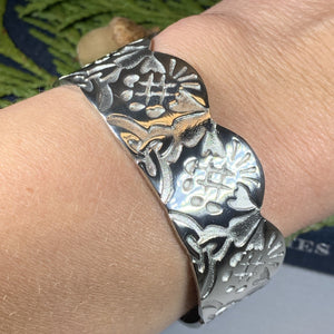 Thistle Bracelet, Celtic Jewelry, Bangle Bracelet, Nature Jewelry, Scotland Jewelry, Wife Gift, Girlfriend Gift, Pewter Cuff Bracelet