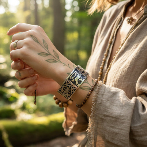 Load image into Gallery viewer, Celtic Stag Bracelet, Celtic Jewelry, Irish Jewelry, Bangle Bracelet, Scotland Jewelry, Wiccan Jewelry, Scotland Lion Jewelry, Hunter Gift
