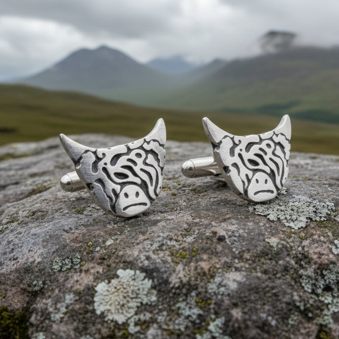 Highland Cow Cuff Links, Celtic Jewelry, Cow Jewelry, Scotland Jewelry, Celtic Jewelry, Groom Gift, Best Man Gift, Anniversary Gift