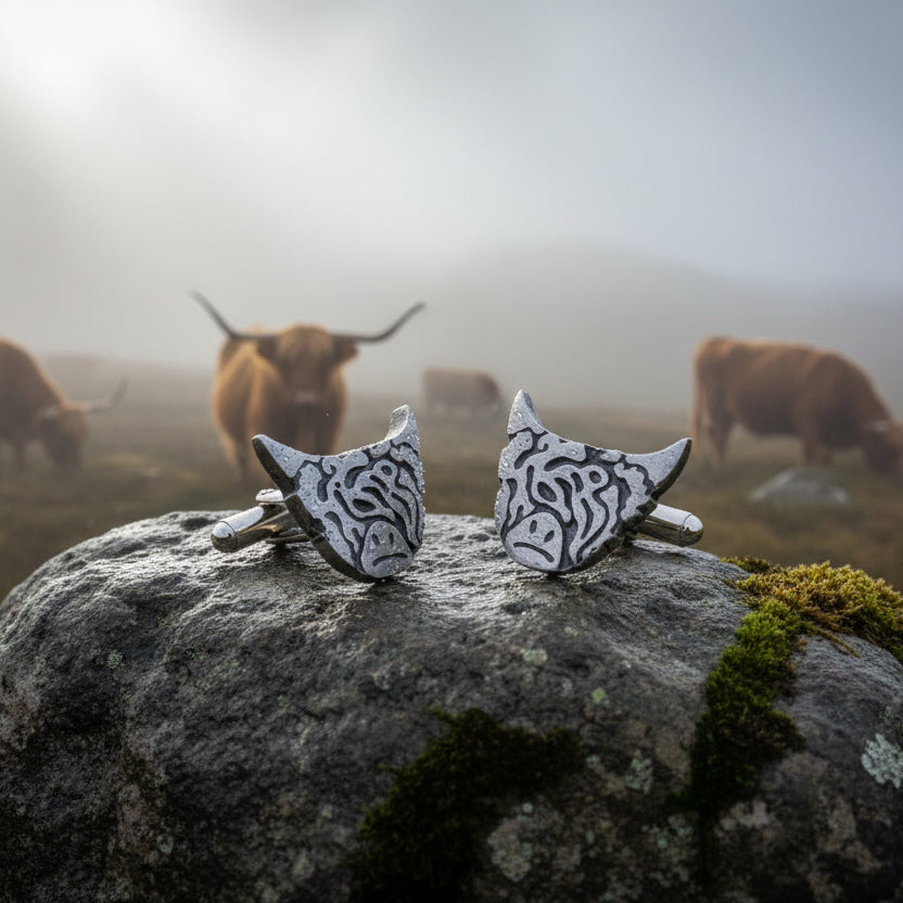 Highland Cow Cuff Links, Celtic Jewelry, Cow Jewelry, Scotland Jewelry, Celtic Jewelry, Groom Gift, Best Man Gift, Anniversary Gift