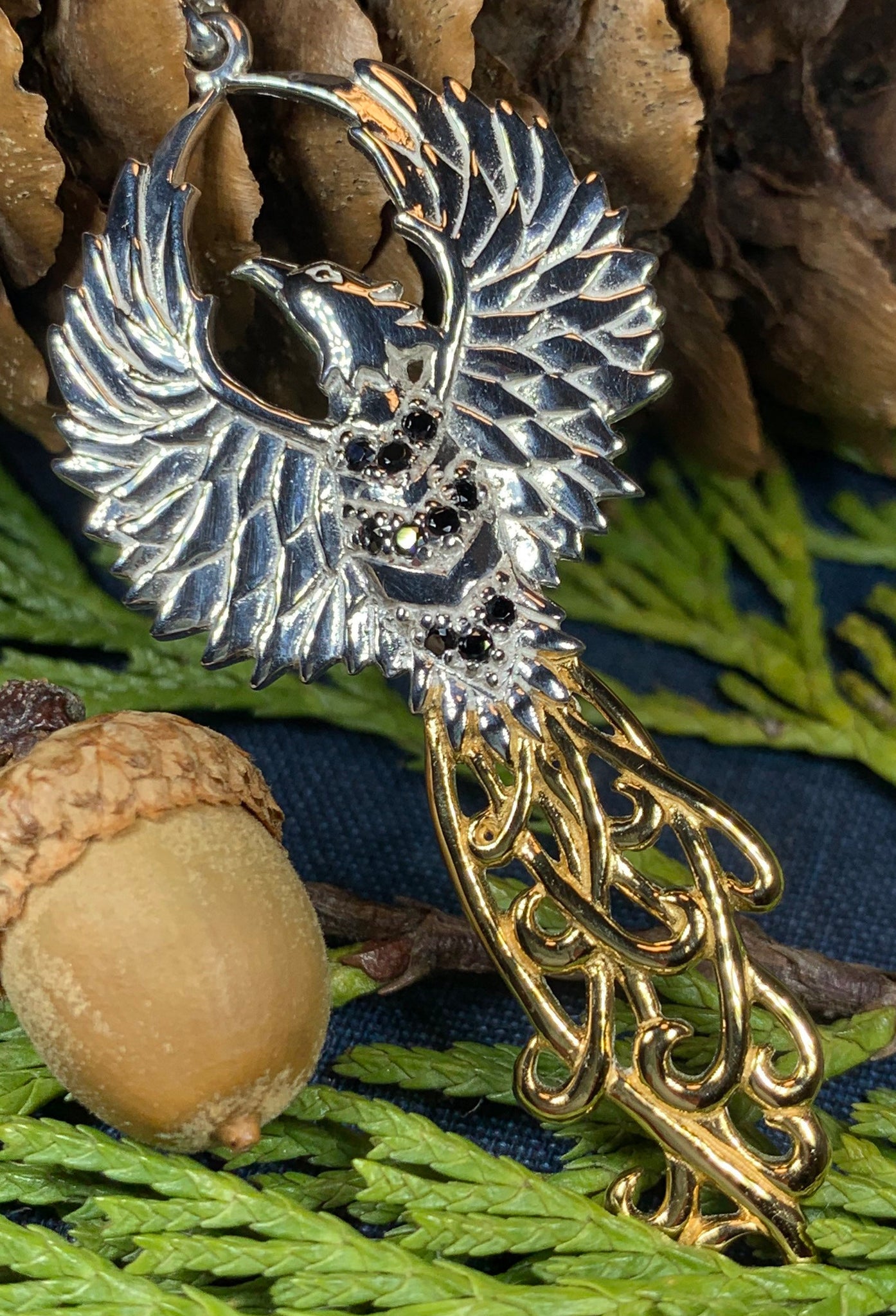 Caduceus Phoenix Necklace – Celtic Crystal Design Jewelry