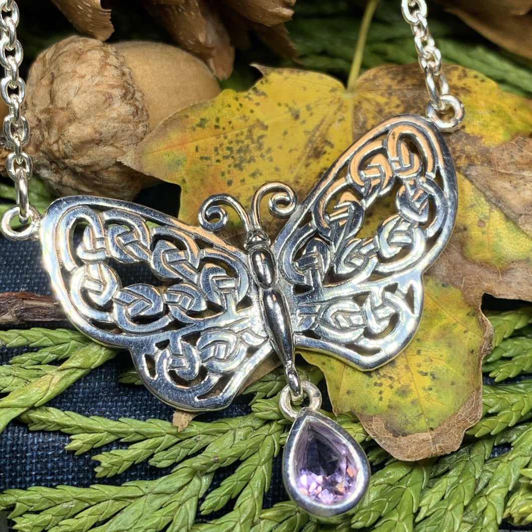 Butterfly Necklace, Celtic Jewelry, Celtic Knot Jewelry, Irish Jewelry, Anniversary Gift, Nature Jewelry, Mom Gift, Insect Jewelry