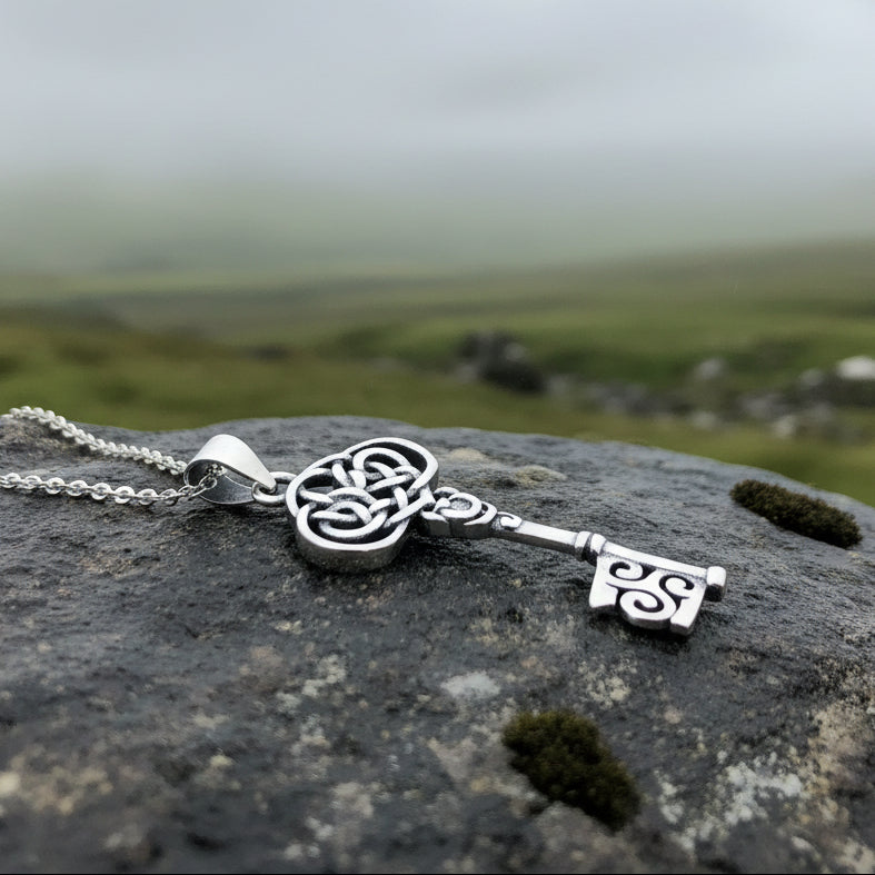 Adelaide Celtic Key Necklace in Sterling Silver — view 4